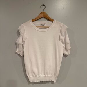 Nanette Lepore White Ruffled Sleeve Top